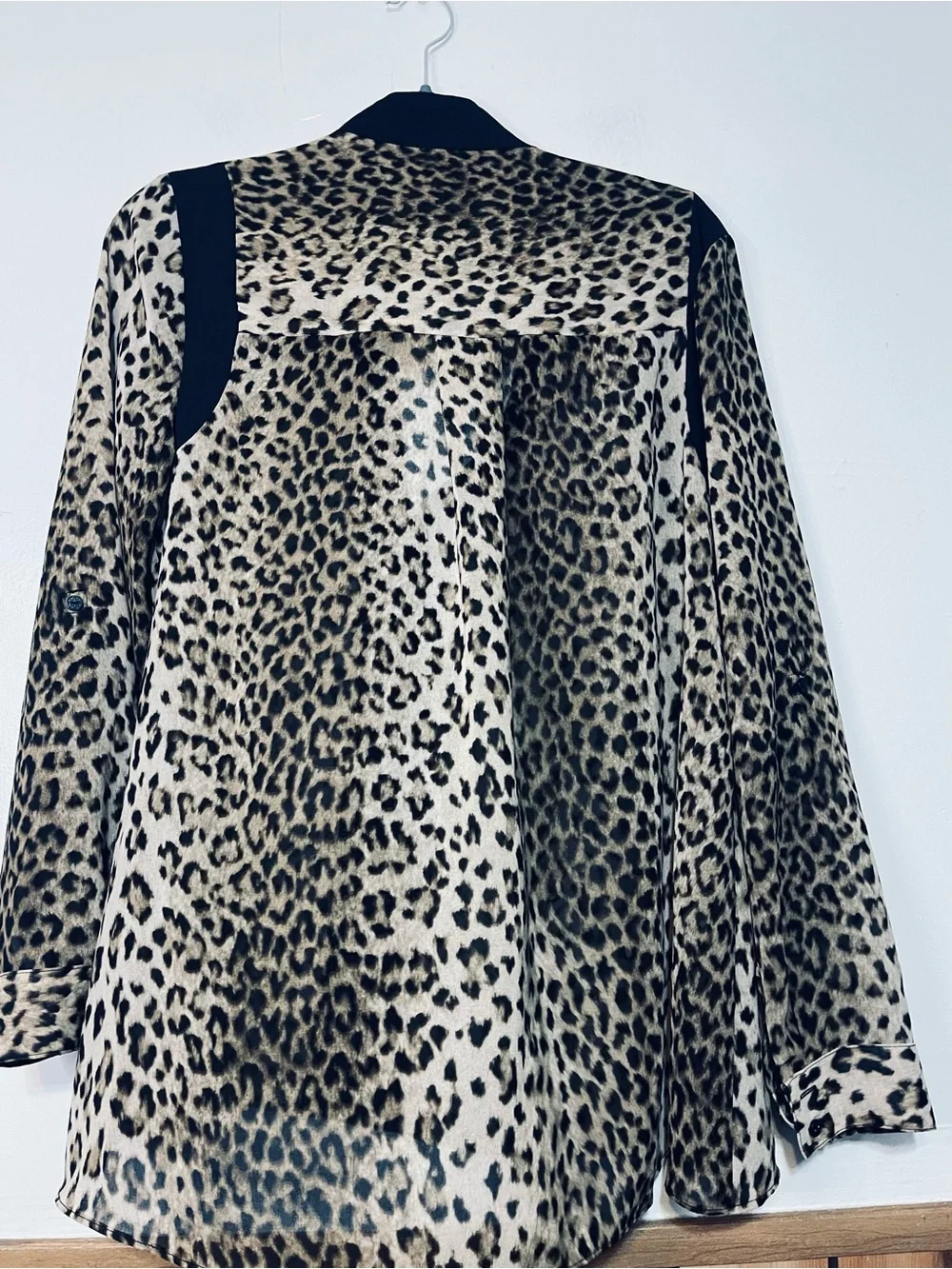 Nicole Leopard Print V-Neck Blouse with Black Trim - Brown/Black - Picture 3 of 7